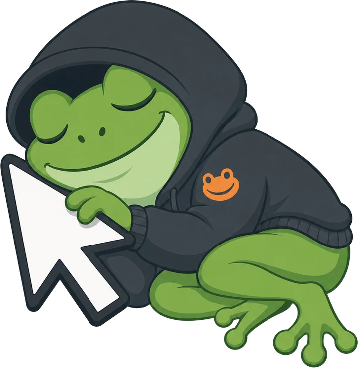 Frog asleep next to a cursor