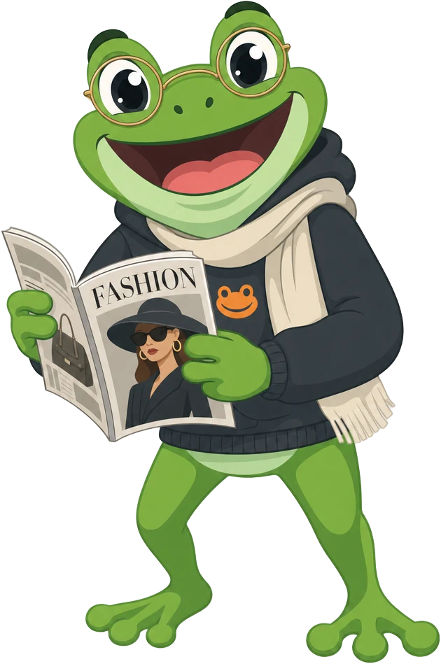Editorial frog with glasses and a magazine